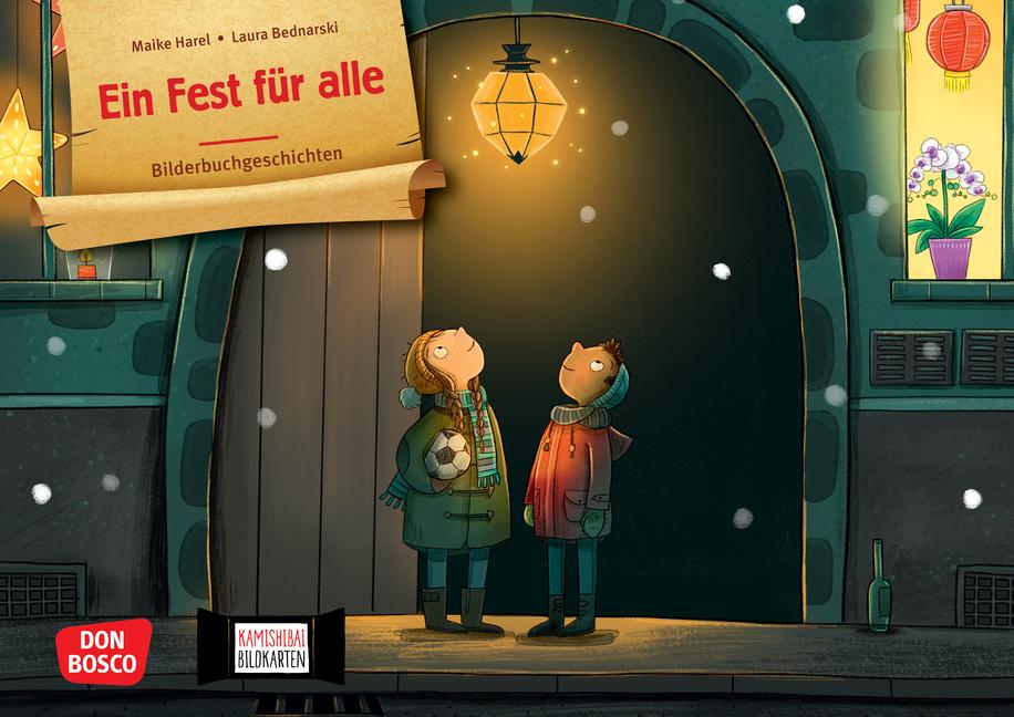 Vorderes Coverbild Ein Fest für alle. Schneinachten in der Nachtigallstraße. Kamishibai Bildkartenset