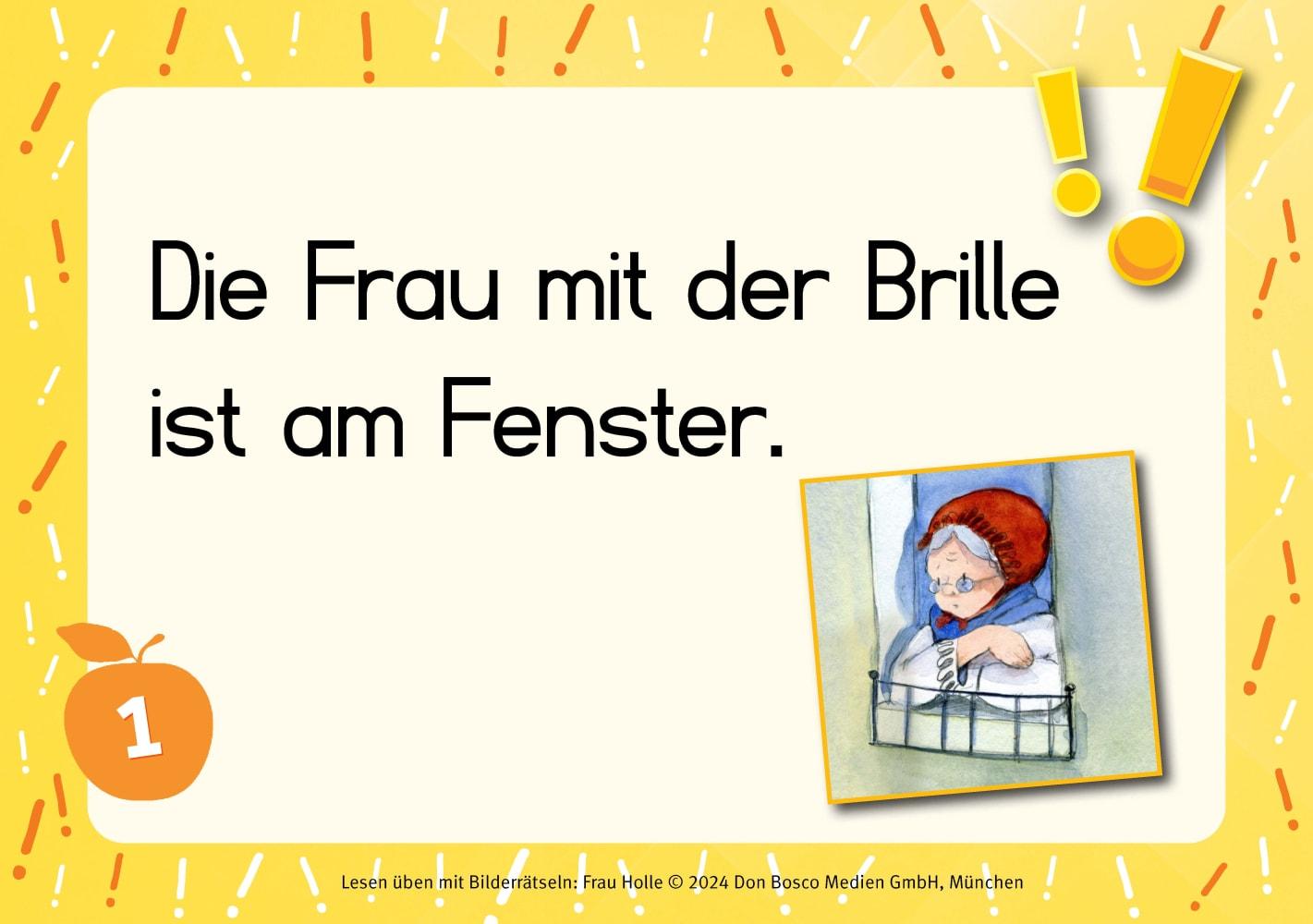 Beispielinhalt (Bild) Lesen üben mit Bilderrätseln zu Frau Holle. 34 Bildkarten zur Leseförderung