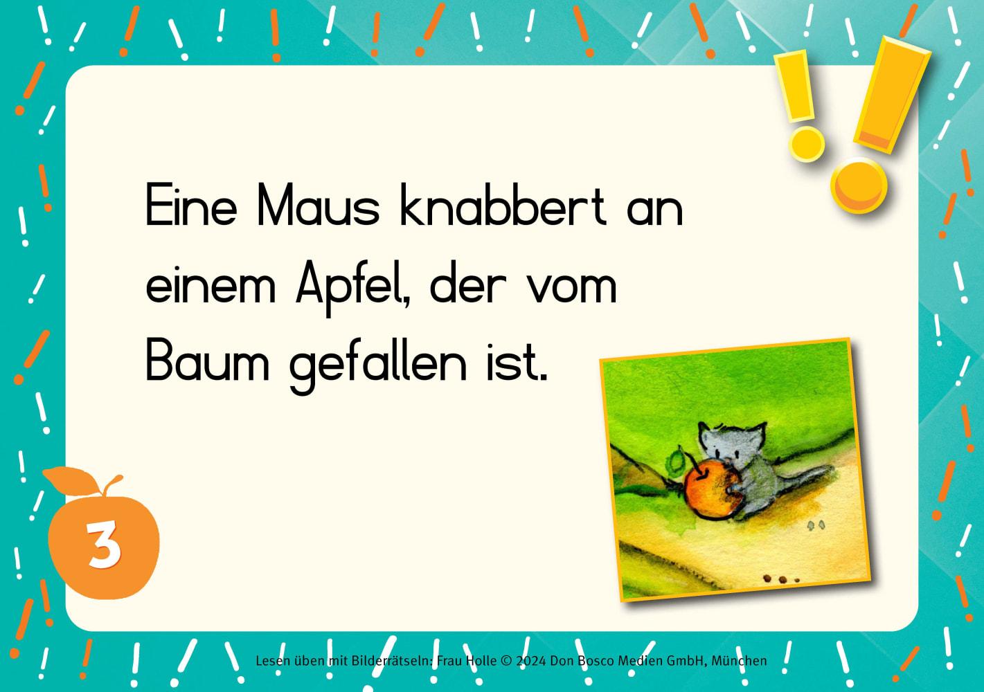 Beispielinhalt (Bild) Lesen üben mit Bilderrätseln zu Frau Holle. 34 Bildkarten zur Leseförderung