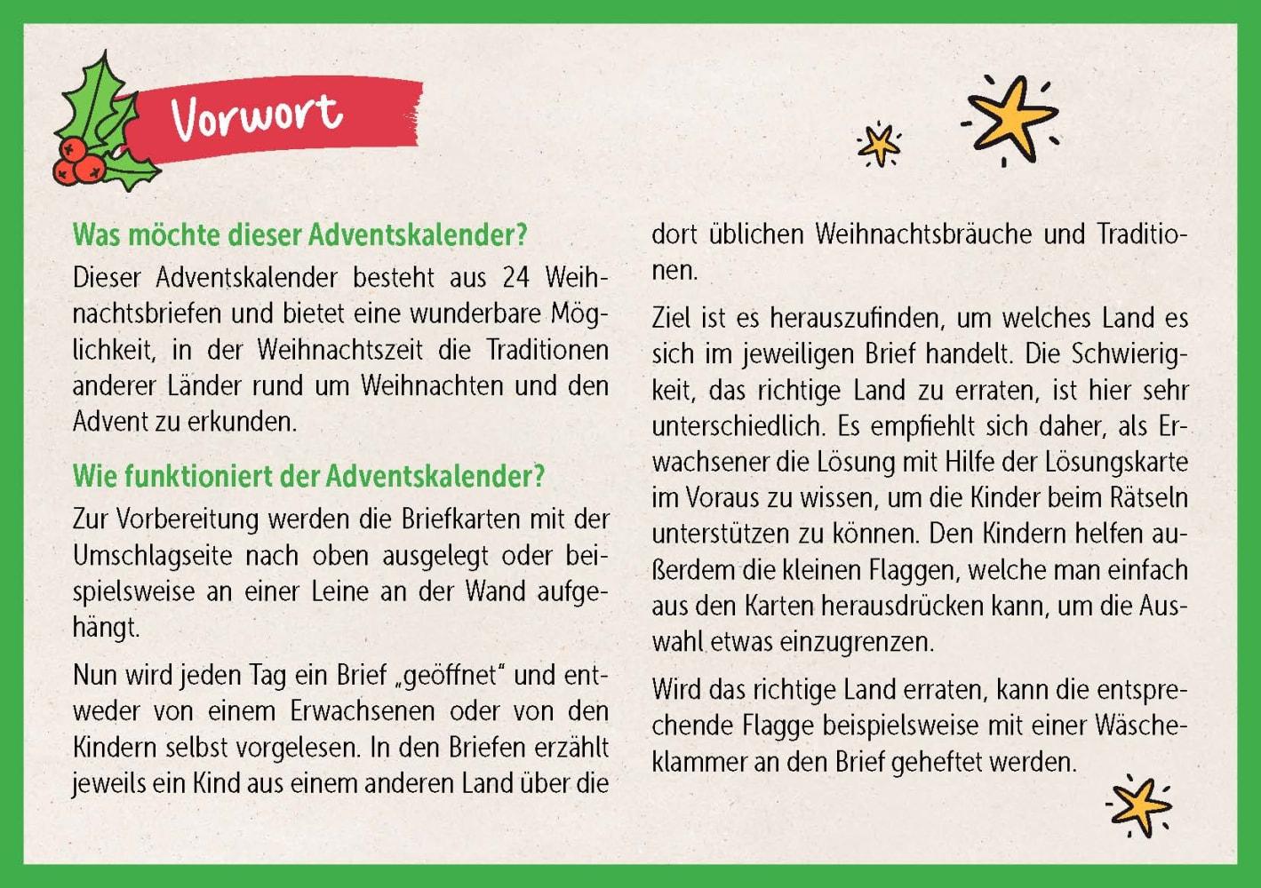 Beispielinhalt (Bild) Weihnachtspost aus aller Welt. Adventskalender-Rätsel für Kinder von 8 bis 12