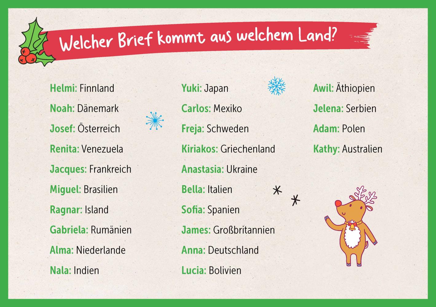 Beispielinhalt (Bild) Weihnachtspost aus aller Welt. Adventskalender-Rätsel für Kinder von 8 bis 12