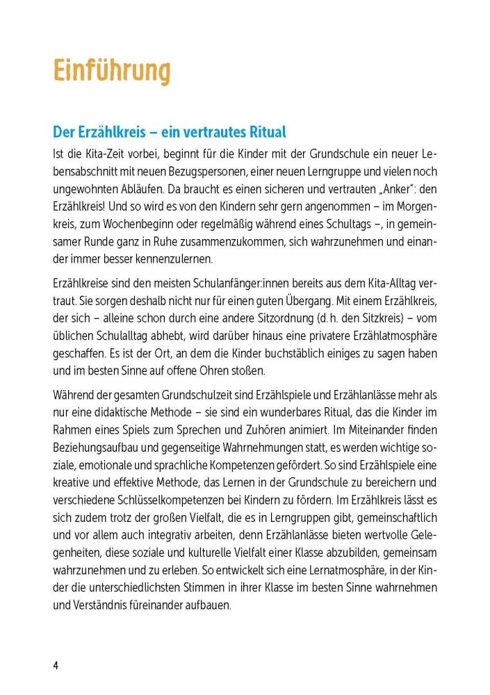 Beispielinhalt (Bild) Sprechen und Zuhören im Erzählkreis. 30 Bildkarten mit Erzählspielen für die Grundschule