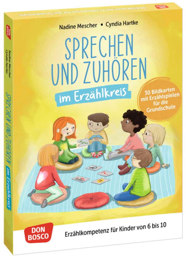 Vorderes Coverbild Sprechen und Zuhören im Erzählkreis. 30 Bildkarten mit Erzählspielen für die Grundschule