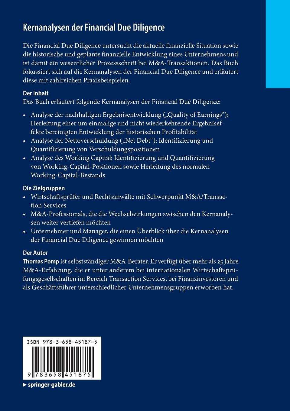 Rückseitencover Kernanalysen der Financial Due Diligence