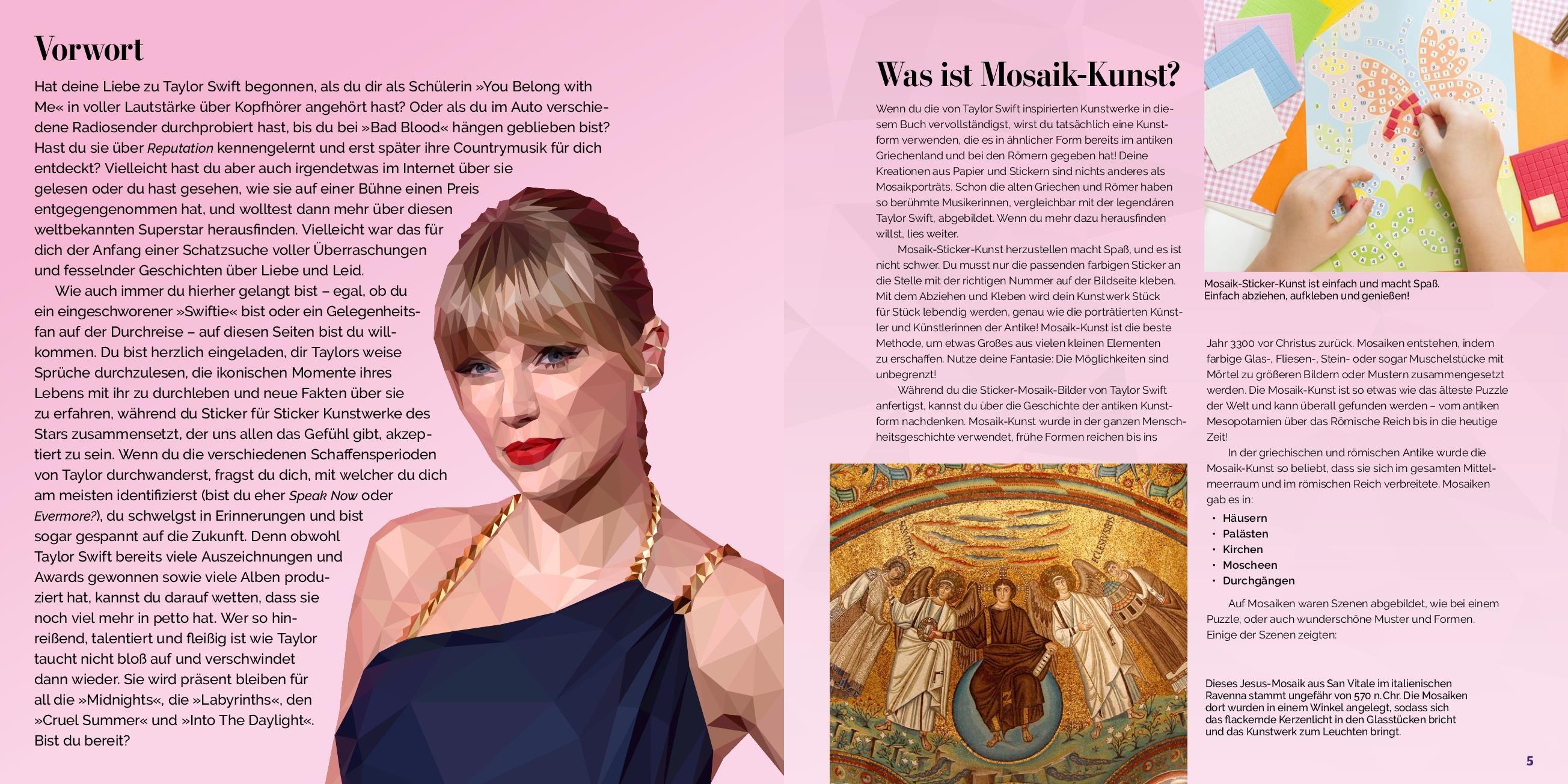 Beispielinhalt (Bild) Taylor Swift  Mosaik-Stickerbuch I Tribute Edition