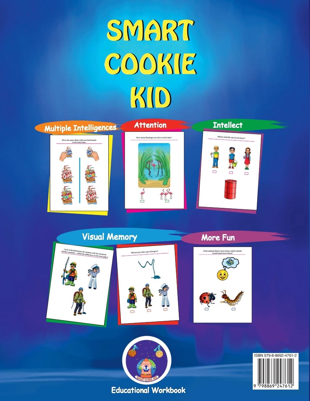 Rückseitencover Smart Cookie Kid For 3-4 Year Olds Attention and Concentration Visual Memory Multiple Intelligences Motor Skills Book 1A Kazakh Russian English