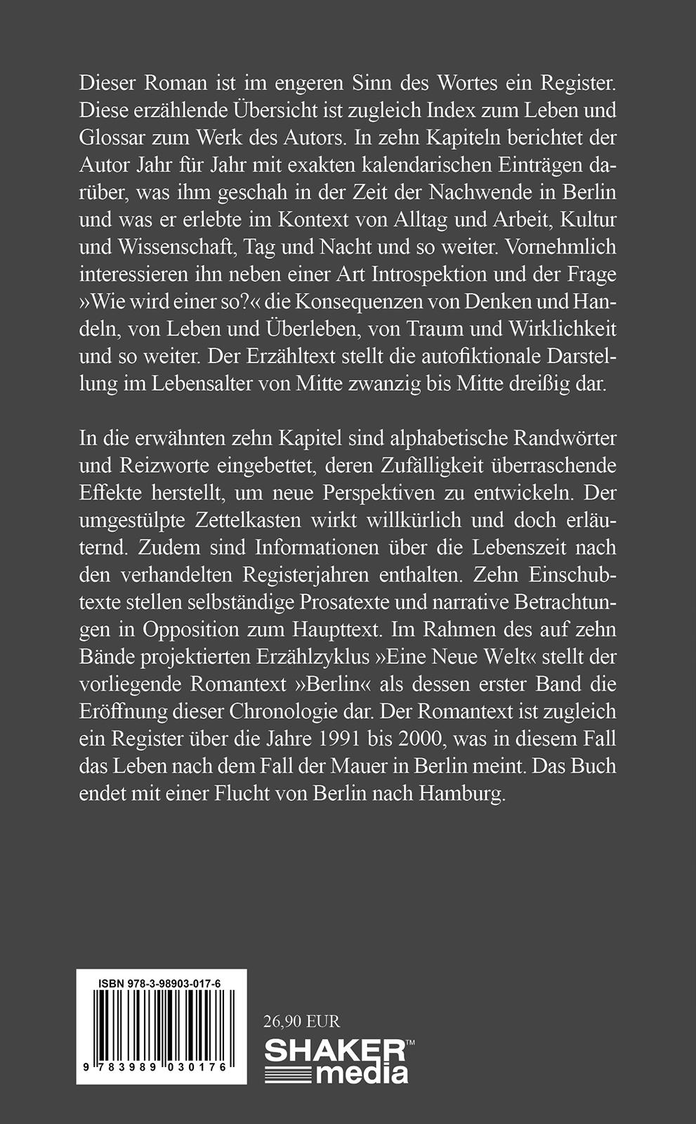 Rückseitencover BERLIN oder Der Verlust der Zeit