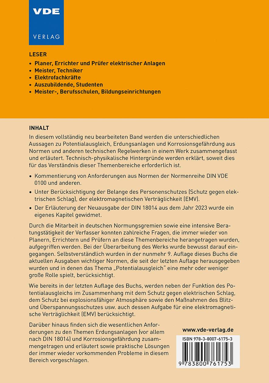 Rückseitencover Potentialausgleich, Erdungsanlage, Korrosionsgefährdung