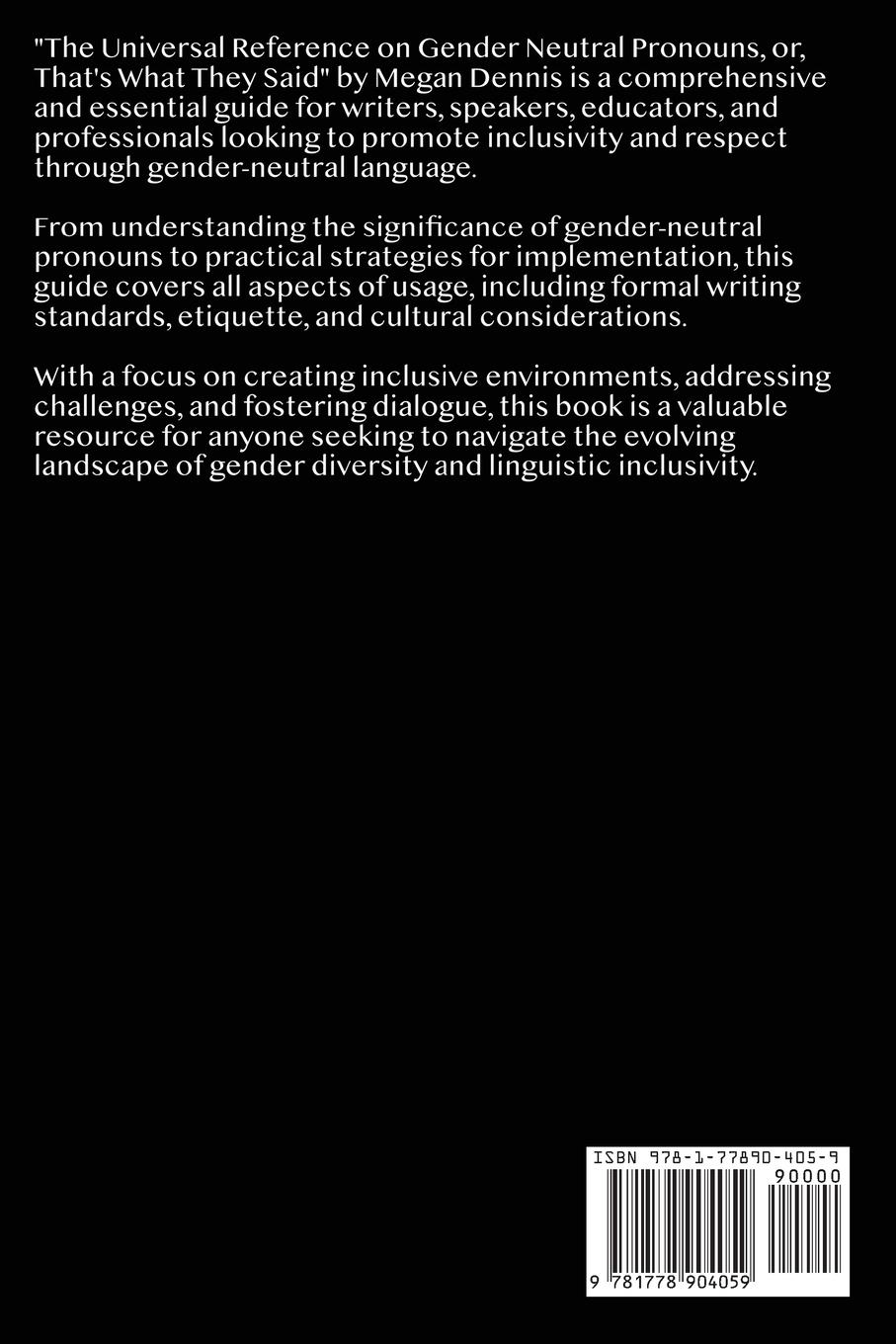 Rückseitencover The Universal Reference on Gender Neutral Pronouns or That's What They Said