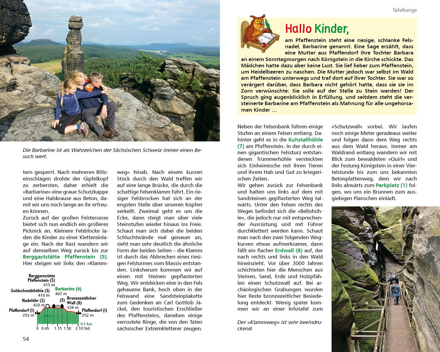 Beispielinhalt (Bild) ErlebnisWandern mit Kindern Elbsandsteingebirge