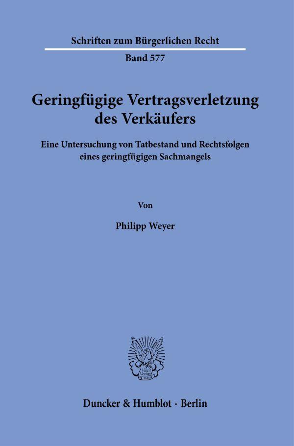 Vorderes Coverbild Geringfügige Vertragsverletzung des Verkäufers