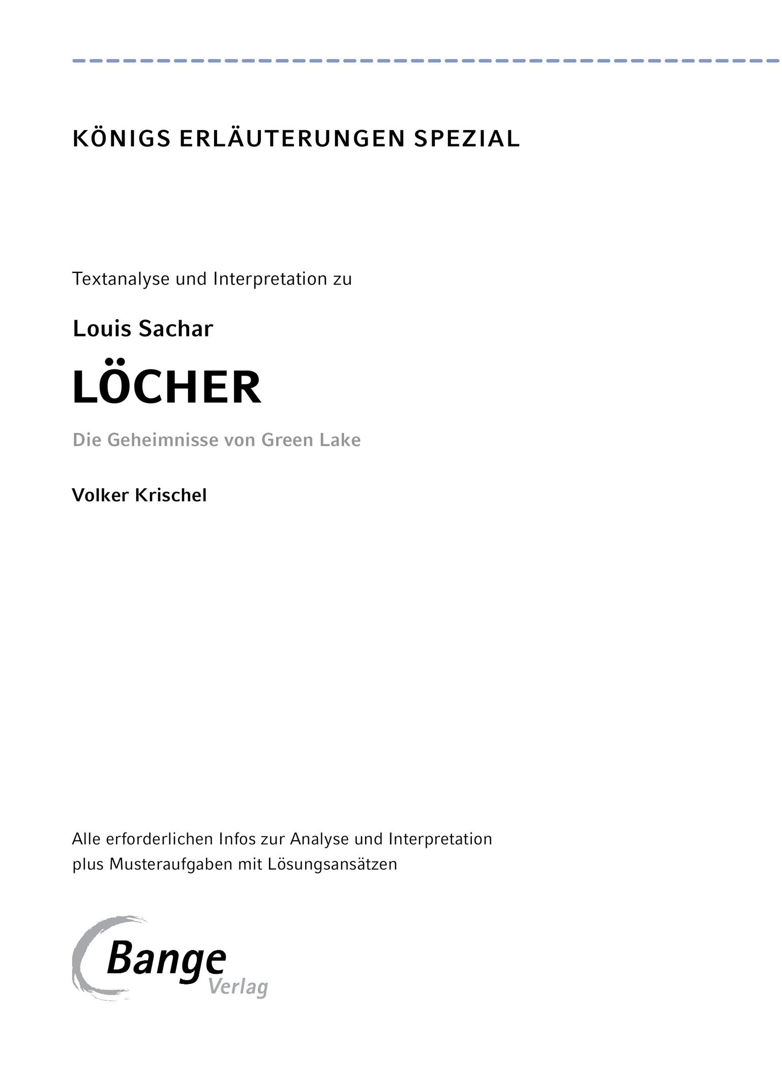 Beispielinhalt (Bild) Löcher - Textanalyse und Interpretation