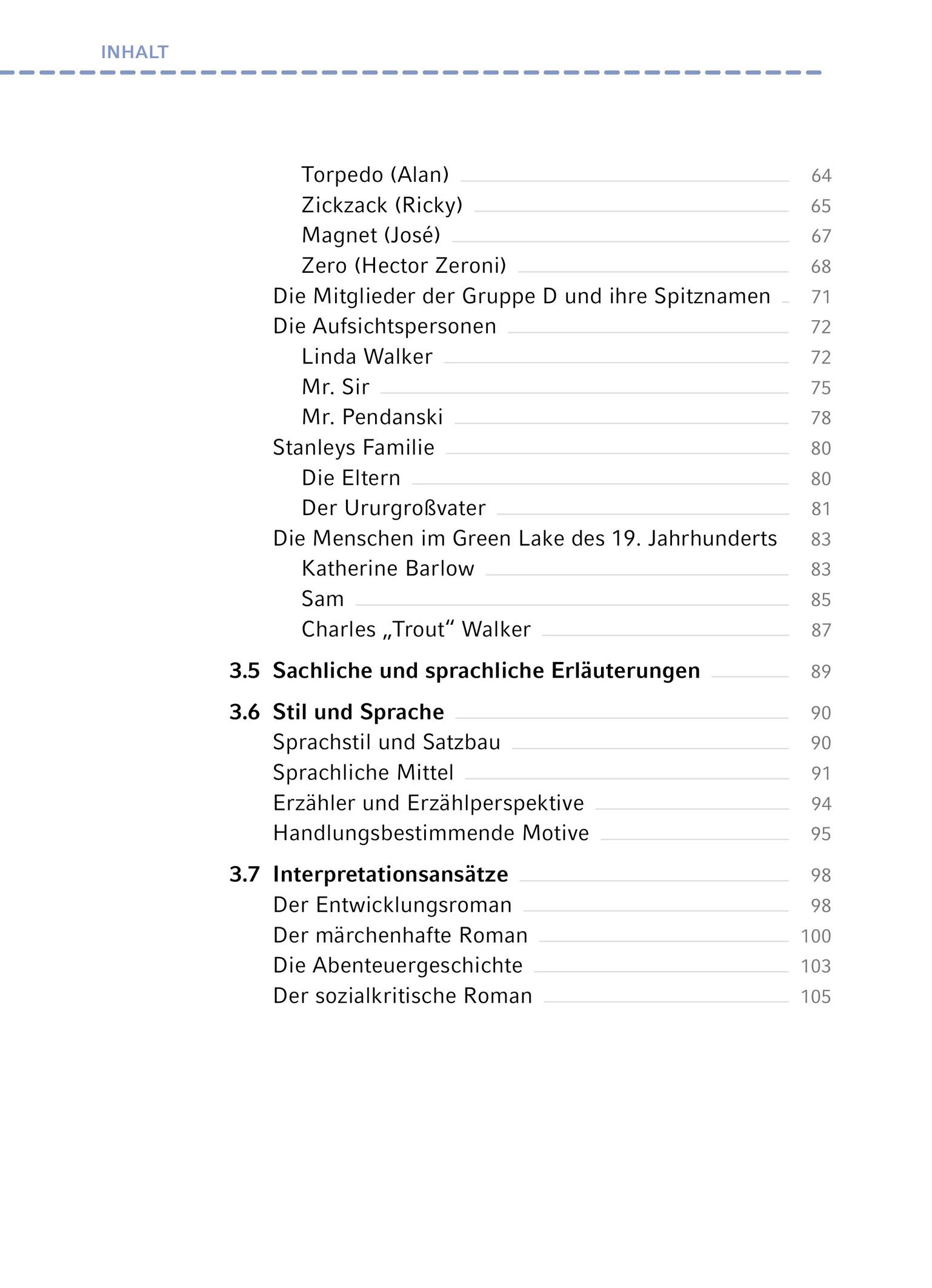 Beispielinhalt (Bild) Löcher - Textanalyse und Interpretation