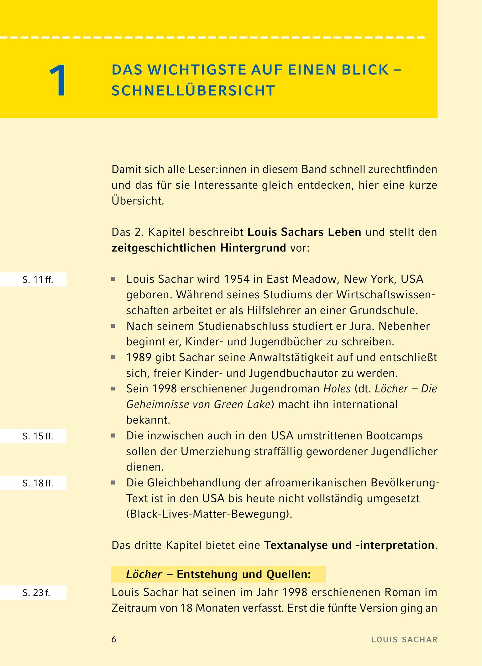 Beispielinhalt (Bild) Löcher - Textanalyse und Interpretation