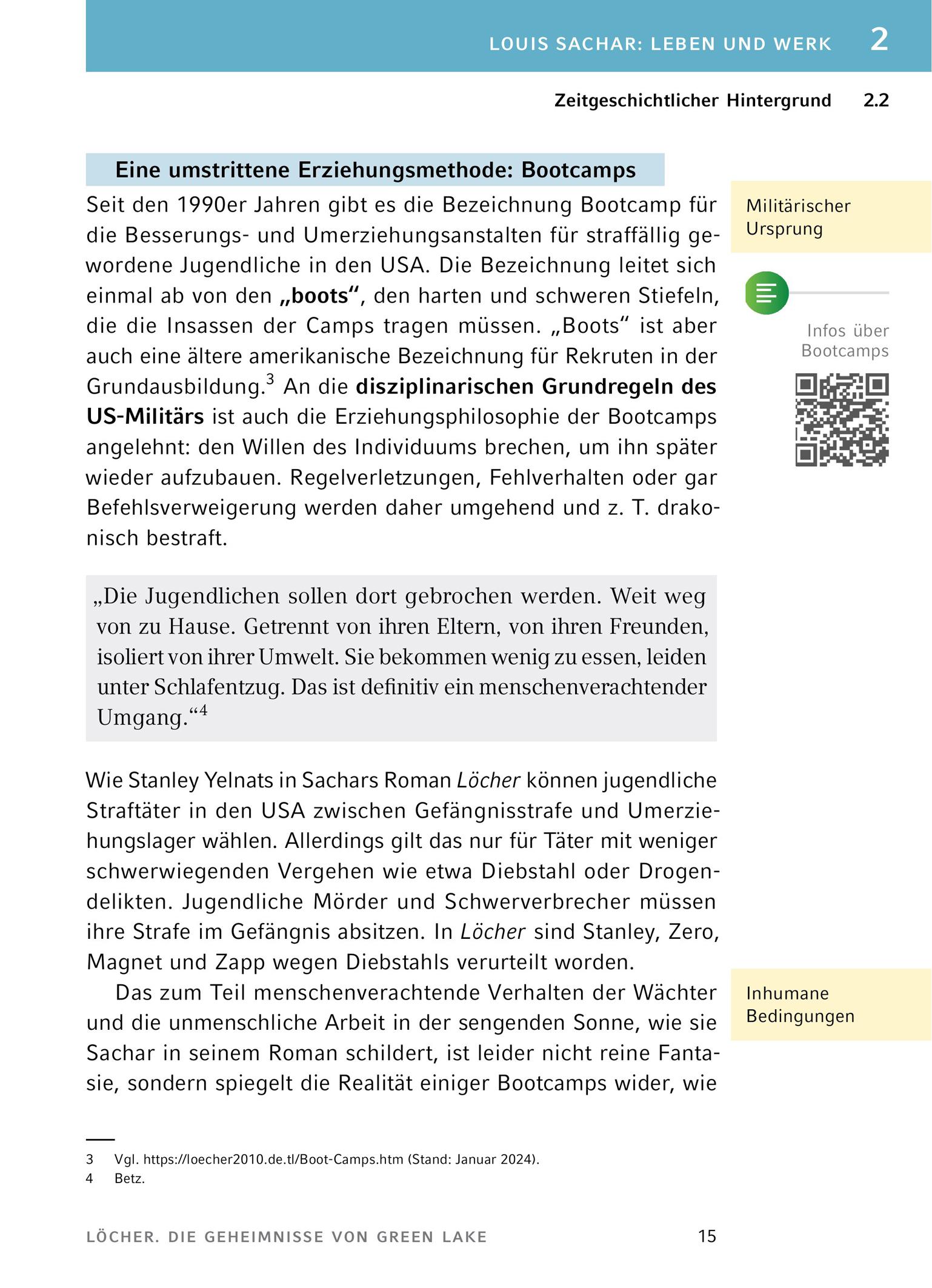 Beispielinhalt (Bild) Löcher - Textanalyse und Interpretation