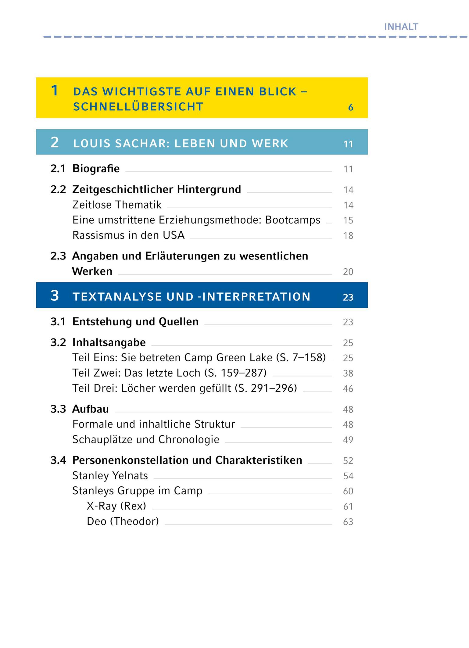Beispielinhalt (Bild) Löcher - Textanalyse und Interpretation