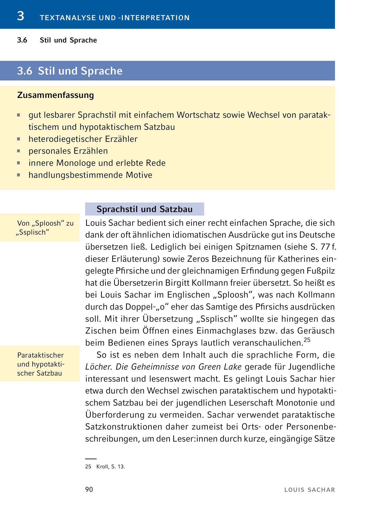 Beispielinhalt (Bild) Löcher - Textanalyse und Interpretation