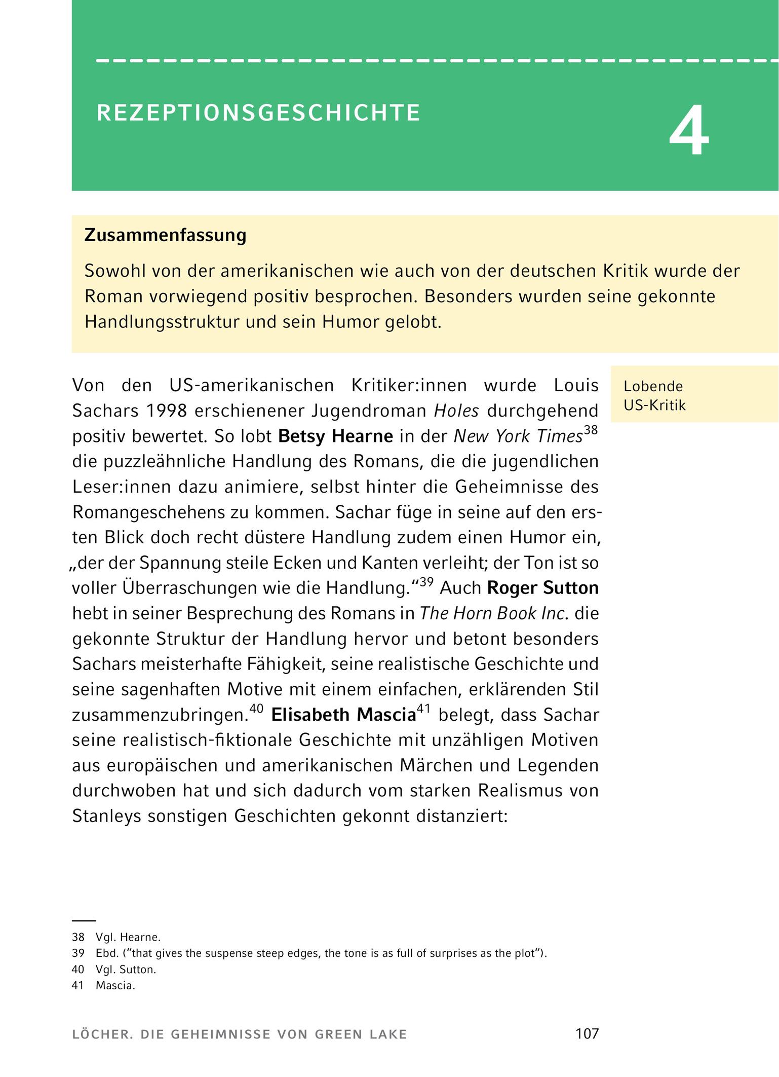 Beispielinhalt (Bild) Löcher - Textanalyse und Interpretation