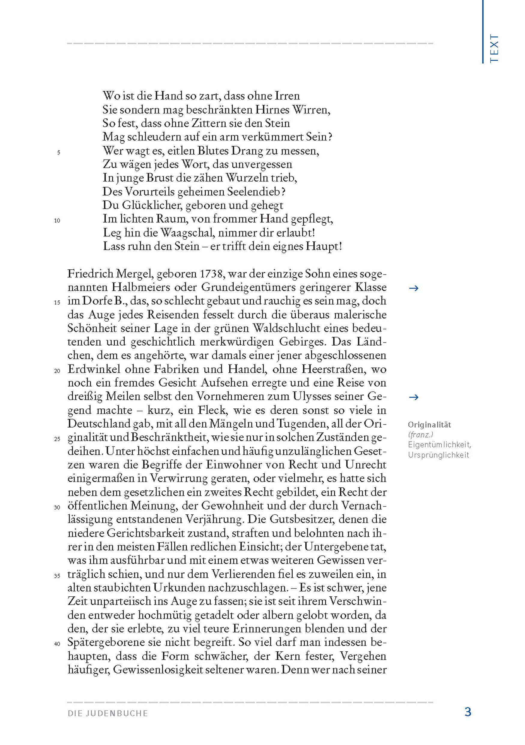 Beispielinhalt (Bild) Die Judenbuche (Textausgabe)