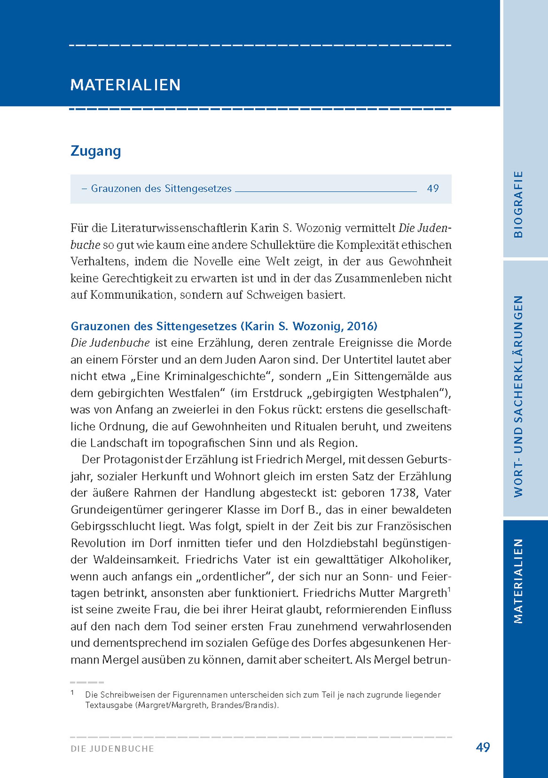 Beispielinhalt (Bild) Die Judenbuche (Textausgabe)