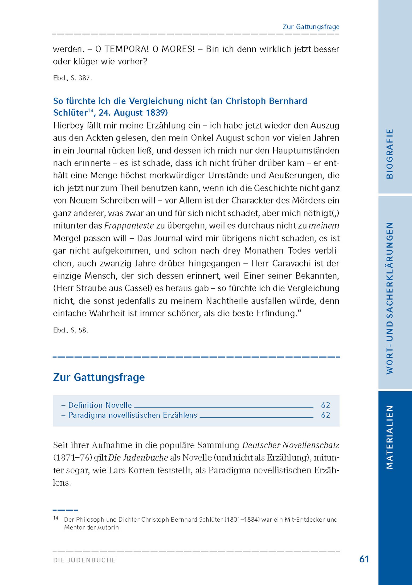 Beispielinhalt (Bild) Die Judenbuche (Textausgabe)