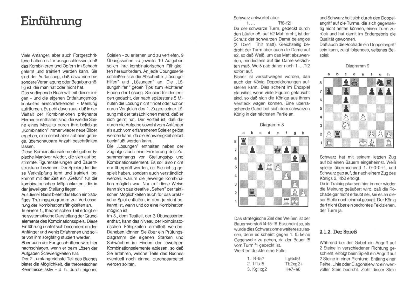 Beispielinhalt (Bild) Lehr-, Übungs- und Testbuch der Schachkombinationen