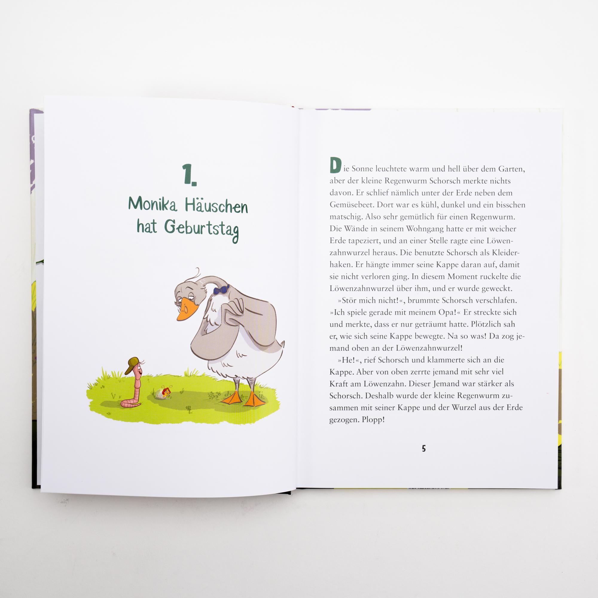 Beispielinhalt (Bild) Die kleine Schnecke Monika Häuschen 1: Warum haben Regenwürmer Superkräfte?