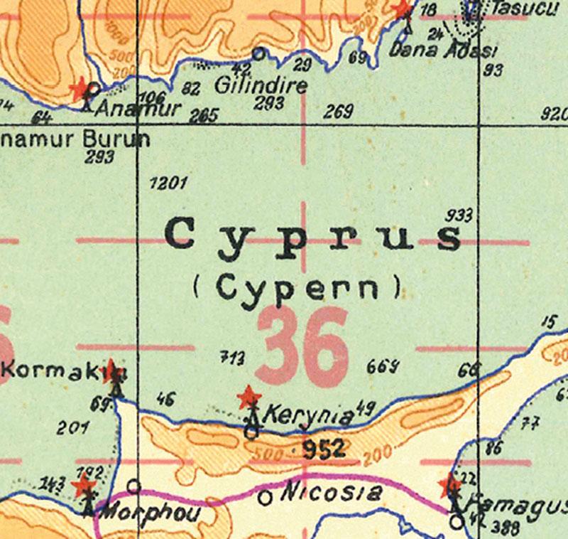 Beispielinhalt (Bild) LUFTKRIEG - Luft-Navigationskarte: Vorderasien 1940 (Plano)