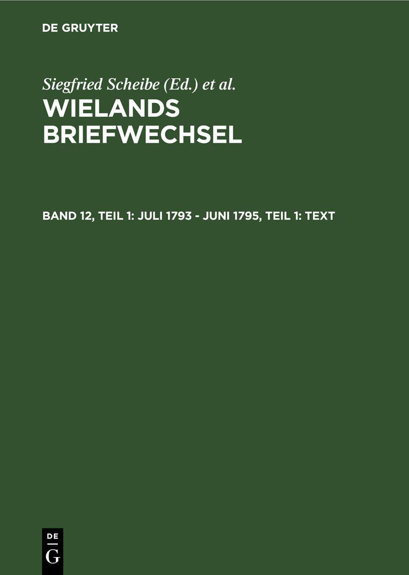 Vorderes Coverbild Juli 1793 - Juni 1795, Teil 1: Text