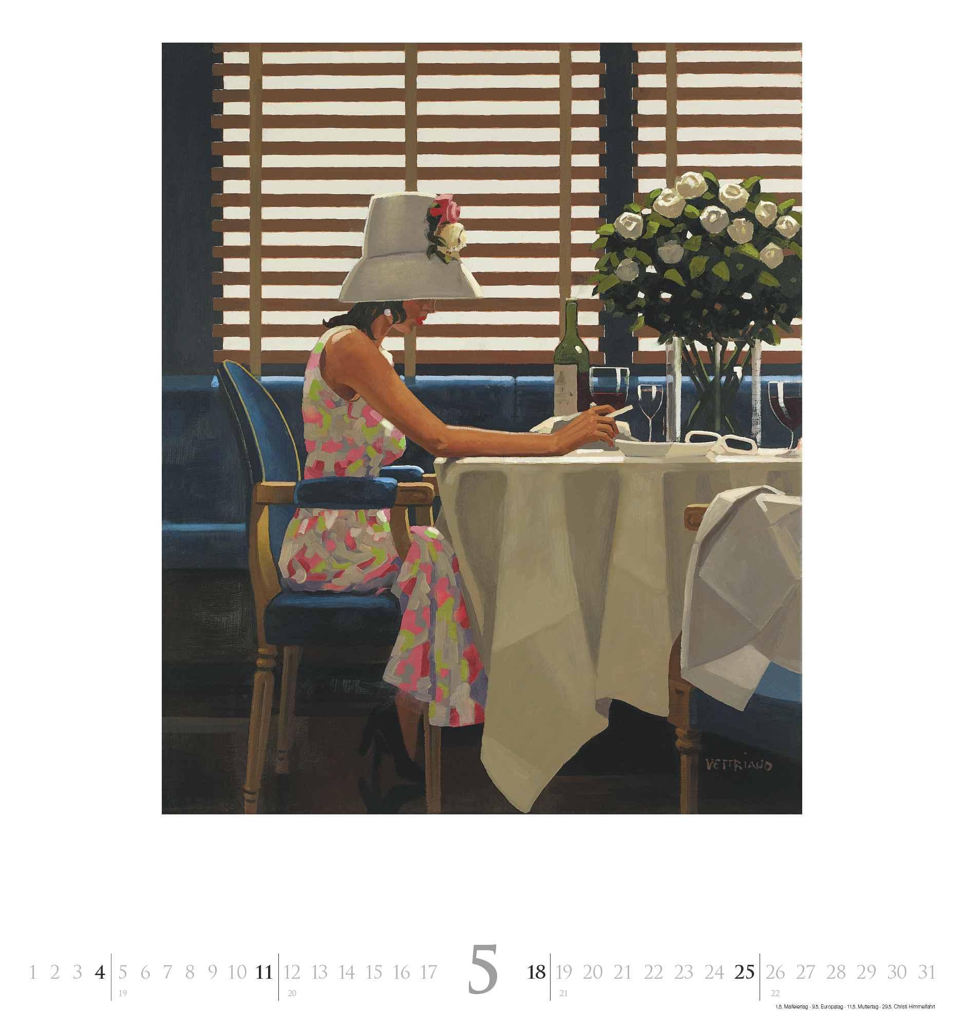 Beispielinhalt (Bild) DUMONT - Jack Vettriano 2025 Wandkalender, 45x48cm, Kunstkalender mit einer großen Fangemeinde, mit ausgewählten Gemälden im Stil der neuen Sachlichkeit, einer der bedeutensten Maler Großbritanniens