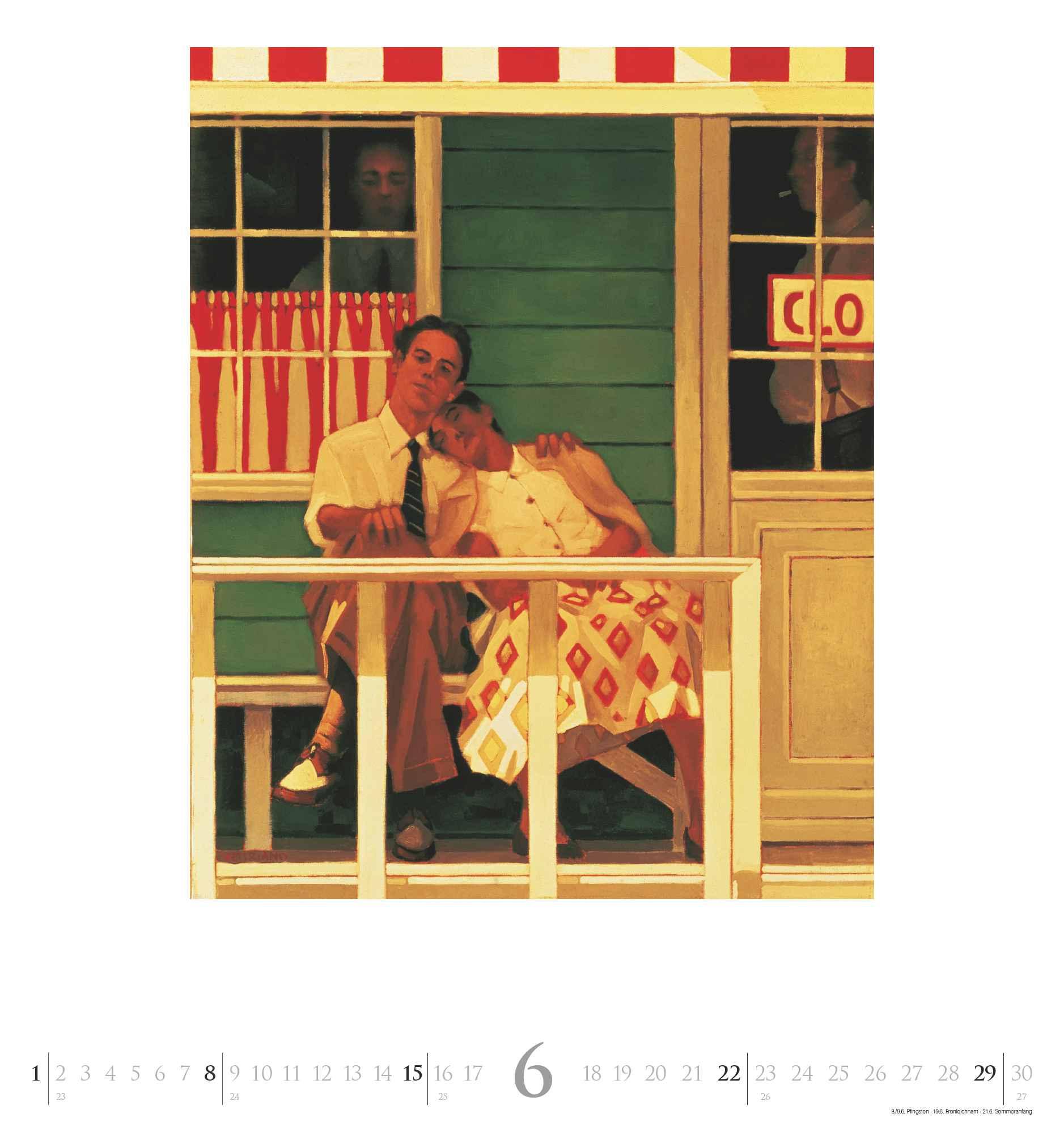 Beispielinhalt (Bild) DUMONT - Jack Vettriano 2025 Wandkalender, 45x48cm, Kunstkalender mit einer großen Fangemeinde, mit ausgewählten Gemälden im Stil der neuen Sachlichkeit, einer der bedeutensten Maler Großbritanniens