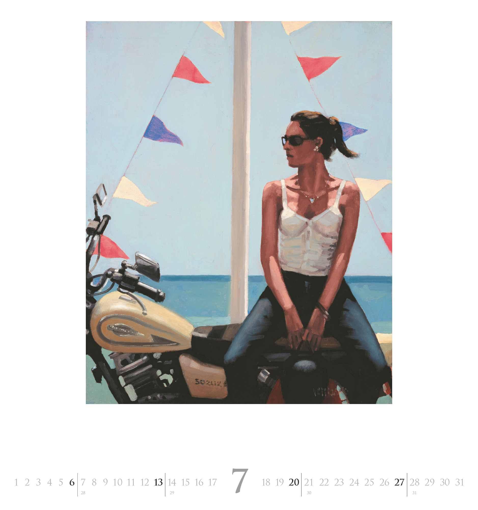 Beispielinhalt (Bild) DUMONT - Jack Vettriano 2025 Wandkalender, 45x48cm, Kunstkalender mit einer großen Fangemeinde, mit ausgewählten Gemälden im Stil der neuen Sachlichkeit, einer der bedeutensten Maler Großbritanniens