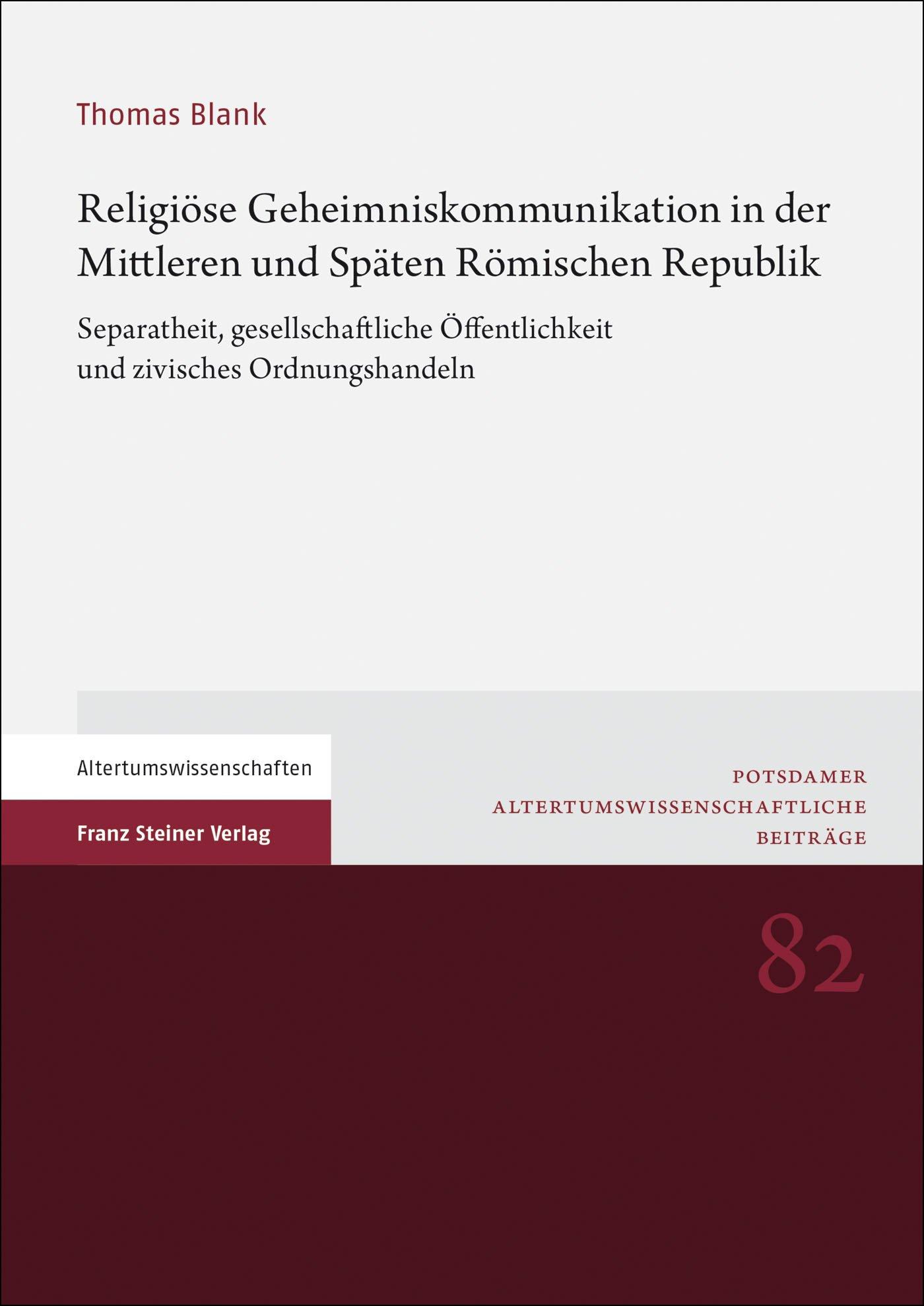 Vorderes Coverbild Religiöse Geheimniskommunikation in der Mittleren und Späten Römischen Republik