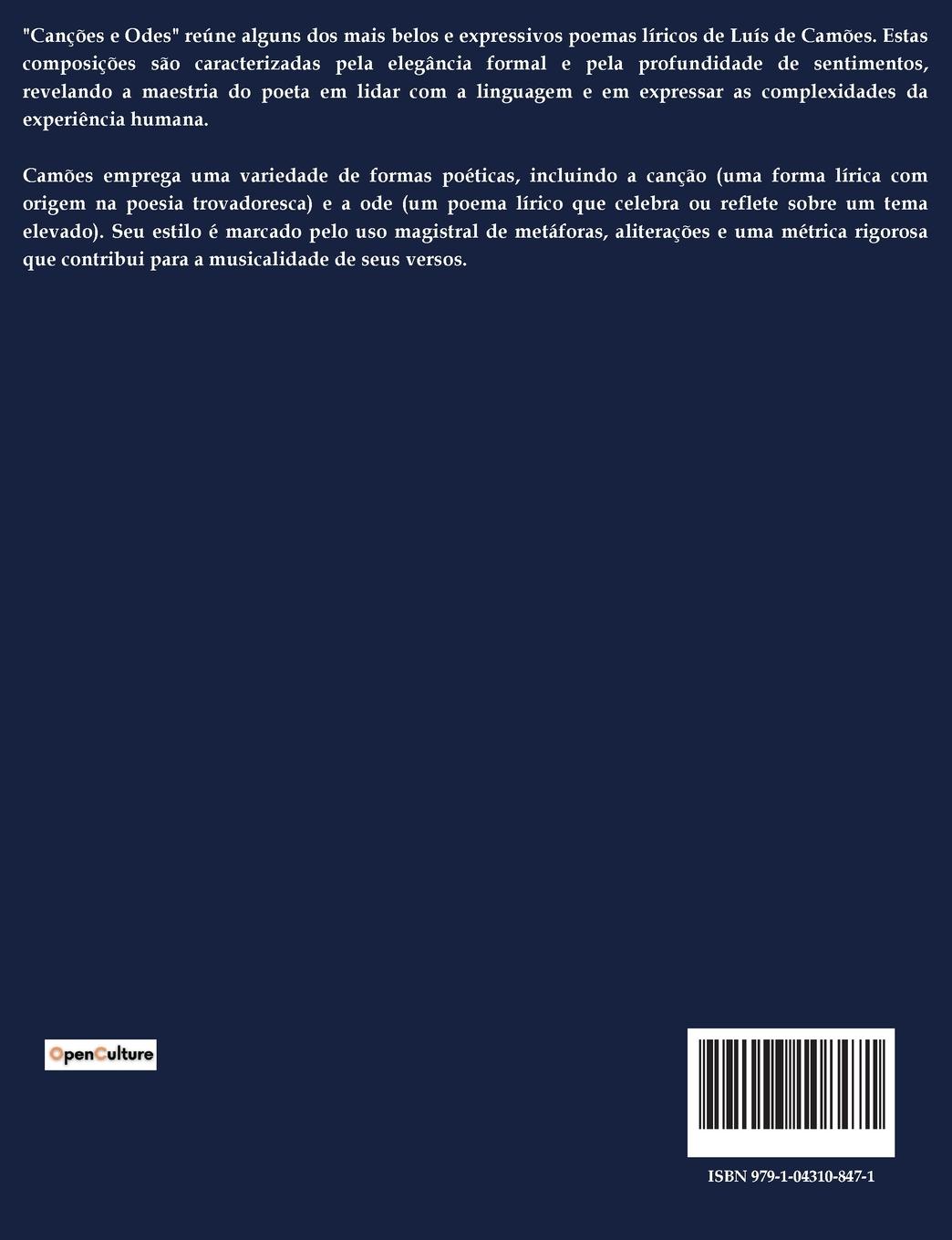 Rückseitencover Canções e Odes