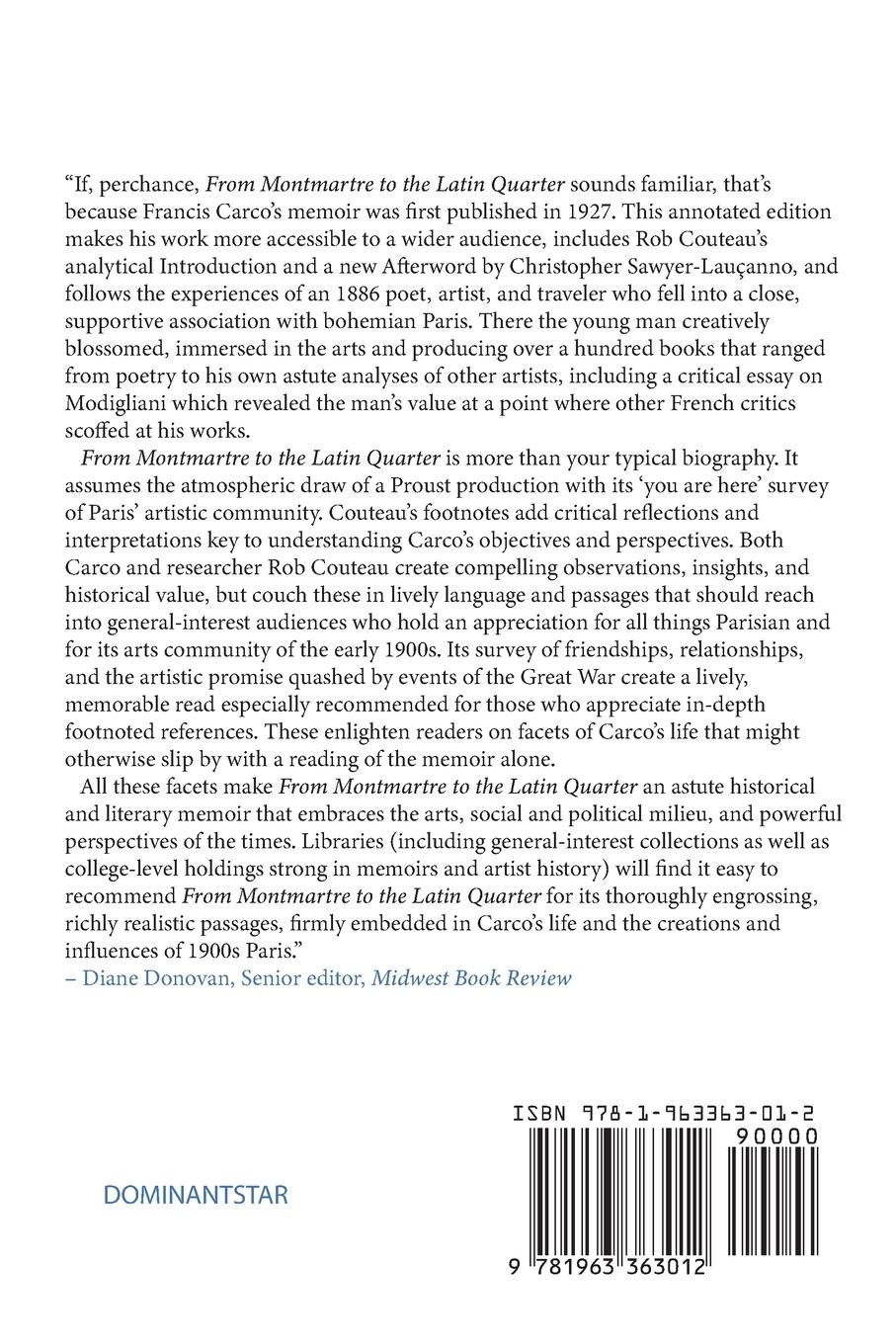 Rückseitencover From Montmartre to the Latin Quarter. Edited with Annotations and an Introduction by Rob Couteau