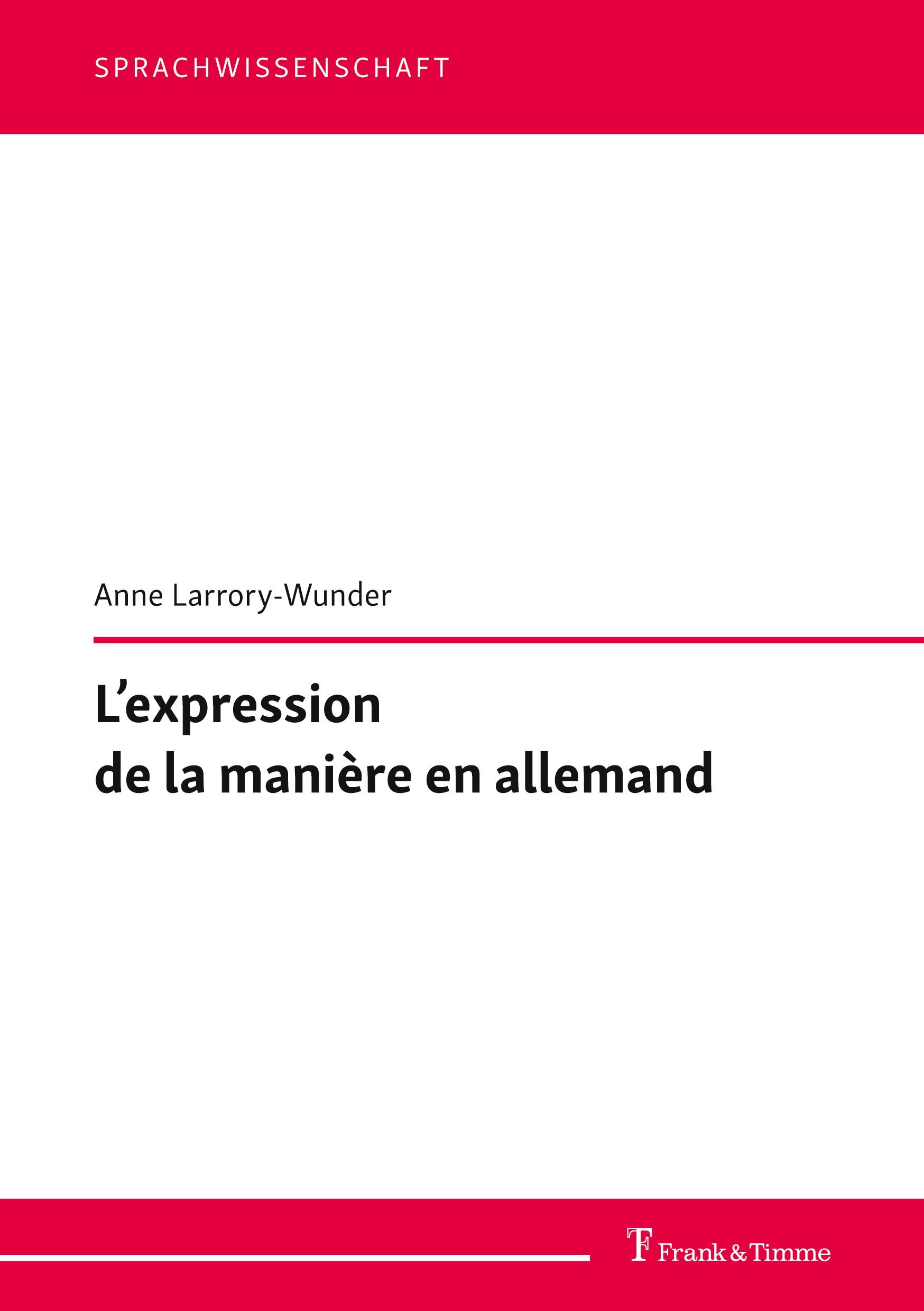 Vorderes Coverbild L'expression de la manière en allemand