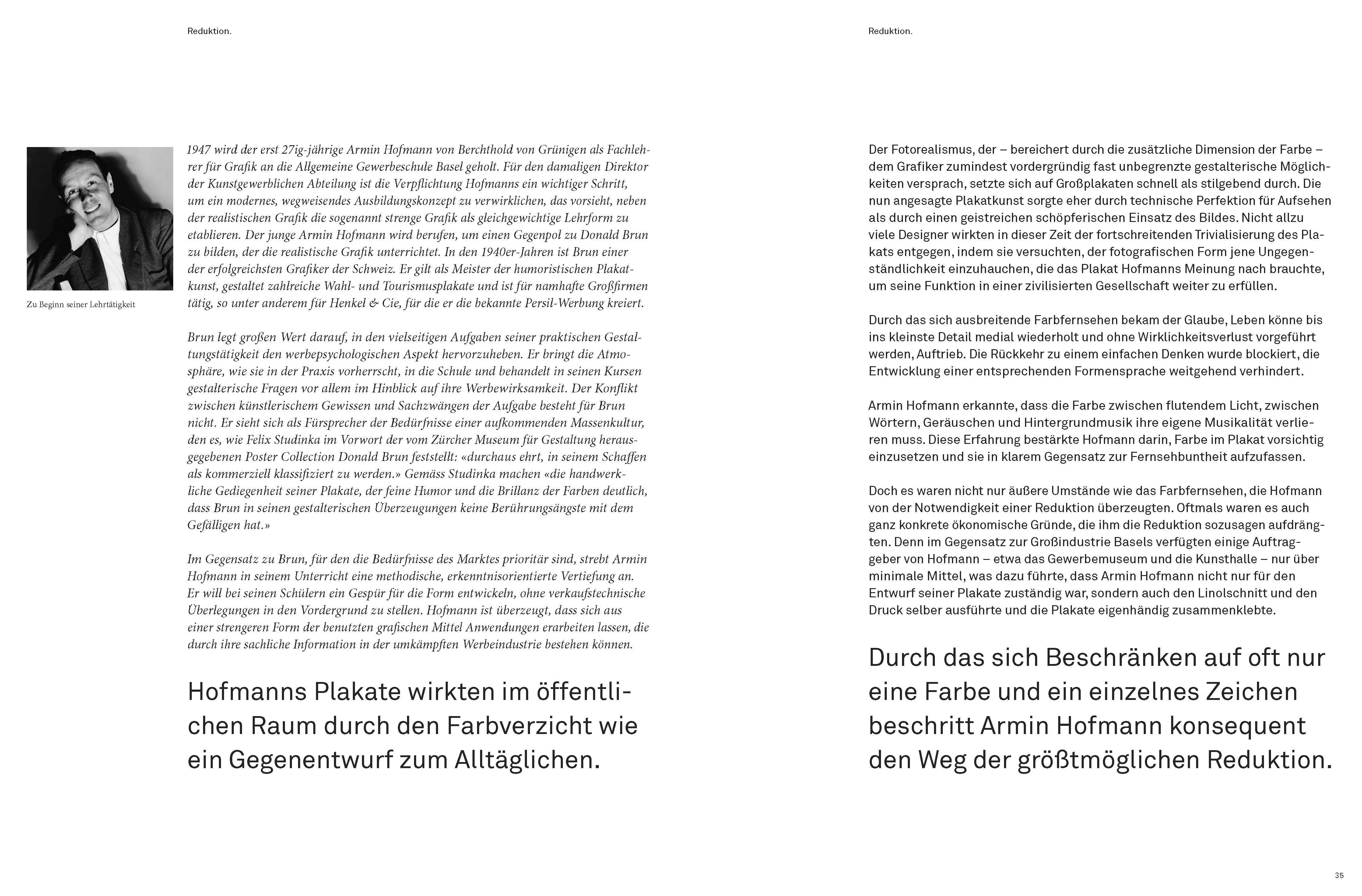 Beispielinhalt (Bild) Armin Hofmann. Reduktion. Ethik. Didaktik.