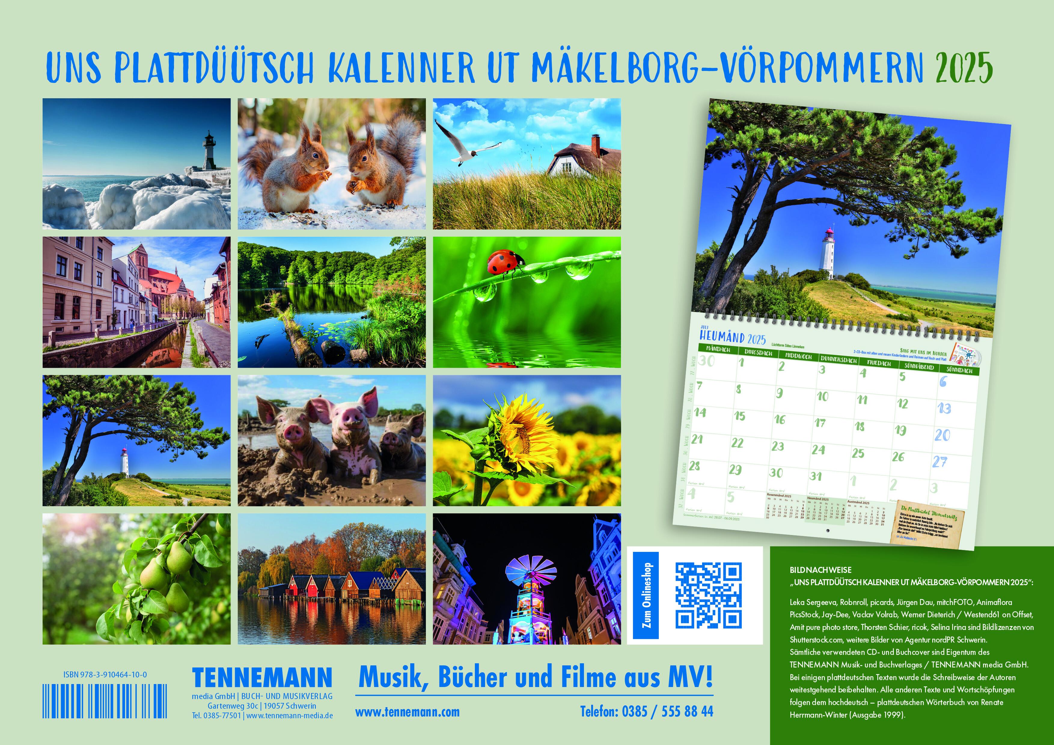 Rückseitencover Uns plattdüütsch Kalenner ut Mäkelborg-Vörpommern 2025