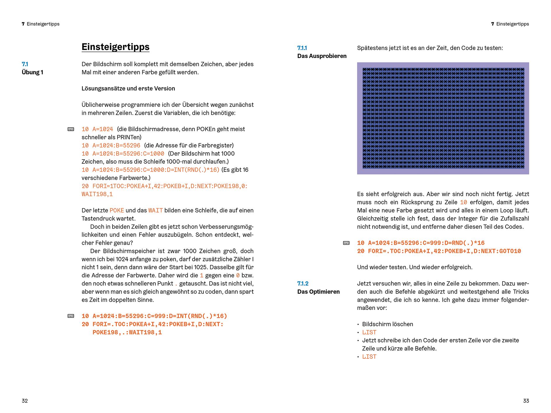 Beispielinhalt (Bild) FOR BASIC TO ONE-LINERS