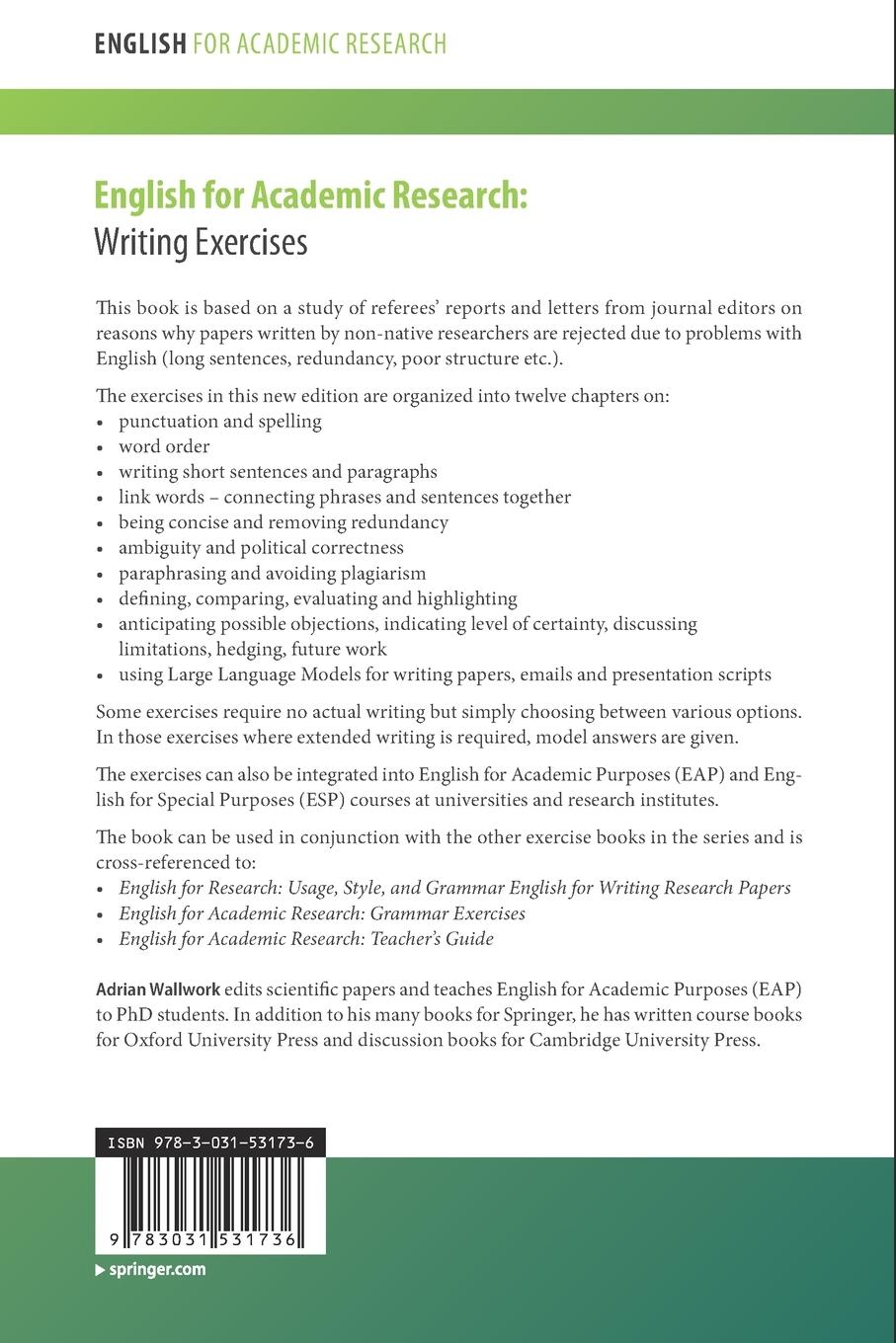 Rückseitencover English for Academic Research: Writing Exercises