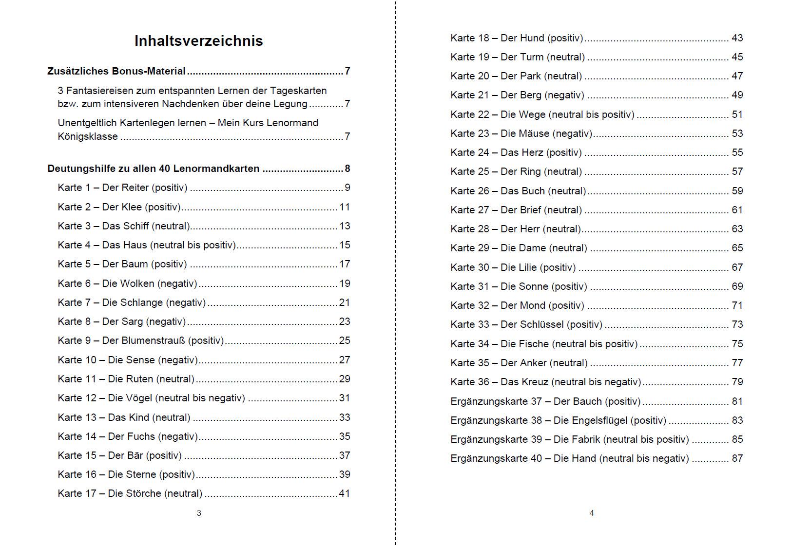 Beispielinhalt (Bild) Kartenlegen lernen mit 40x LENORMAND POWER Band 13