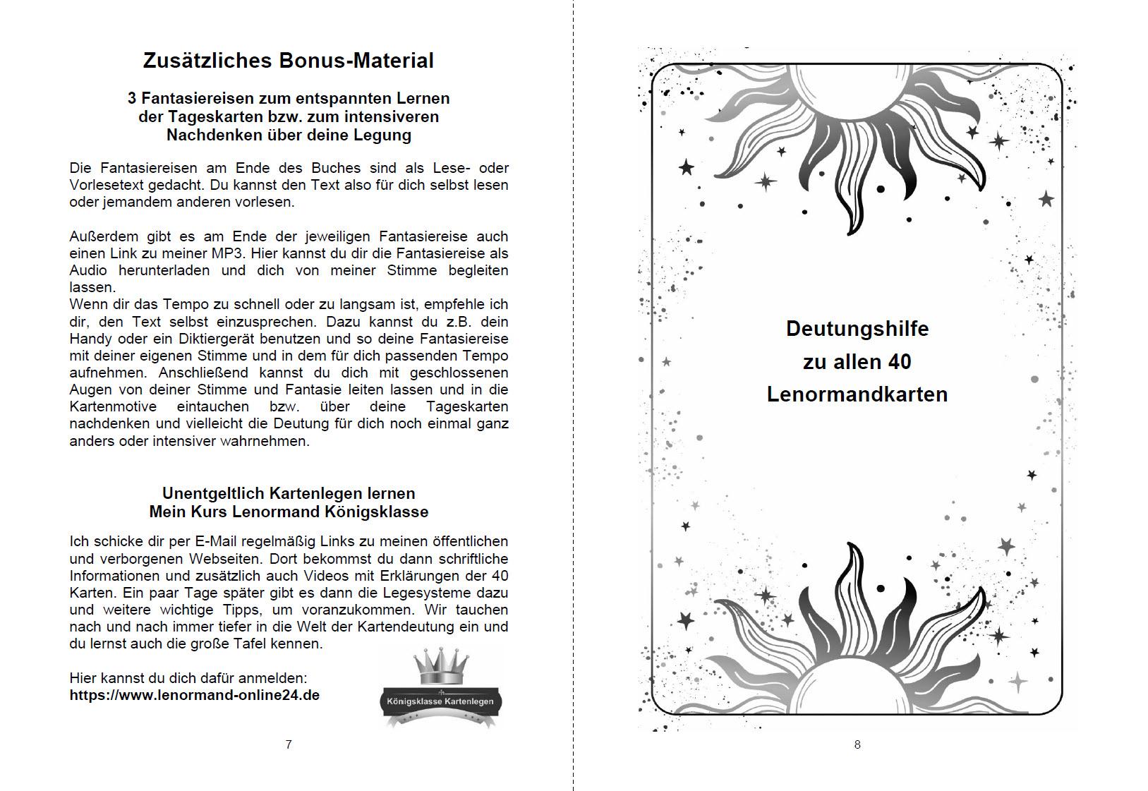 Beispielinhalt (Bild) Kartenlegen lernen mit 40x LENORMAND POWER Band 13