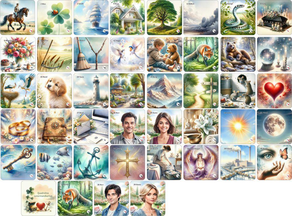 Beispielinhalt (Bild) Quadrolina Lenormandkarten