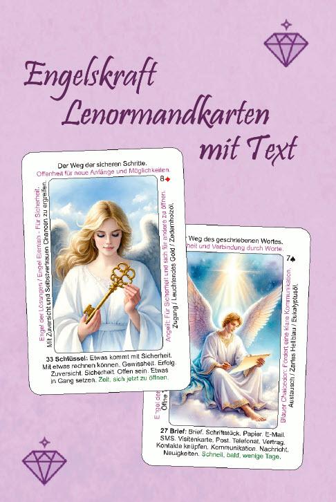 Vorderes Coverbild Engelskraft Lenormandkarten mit Text