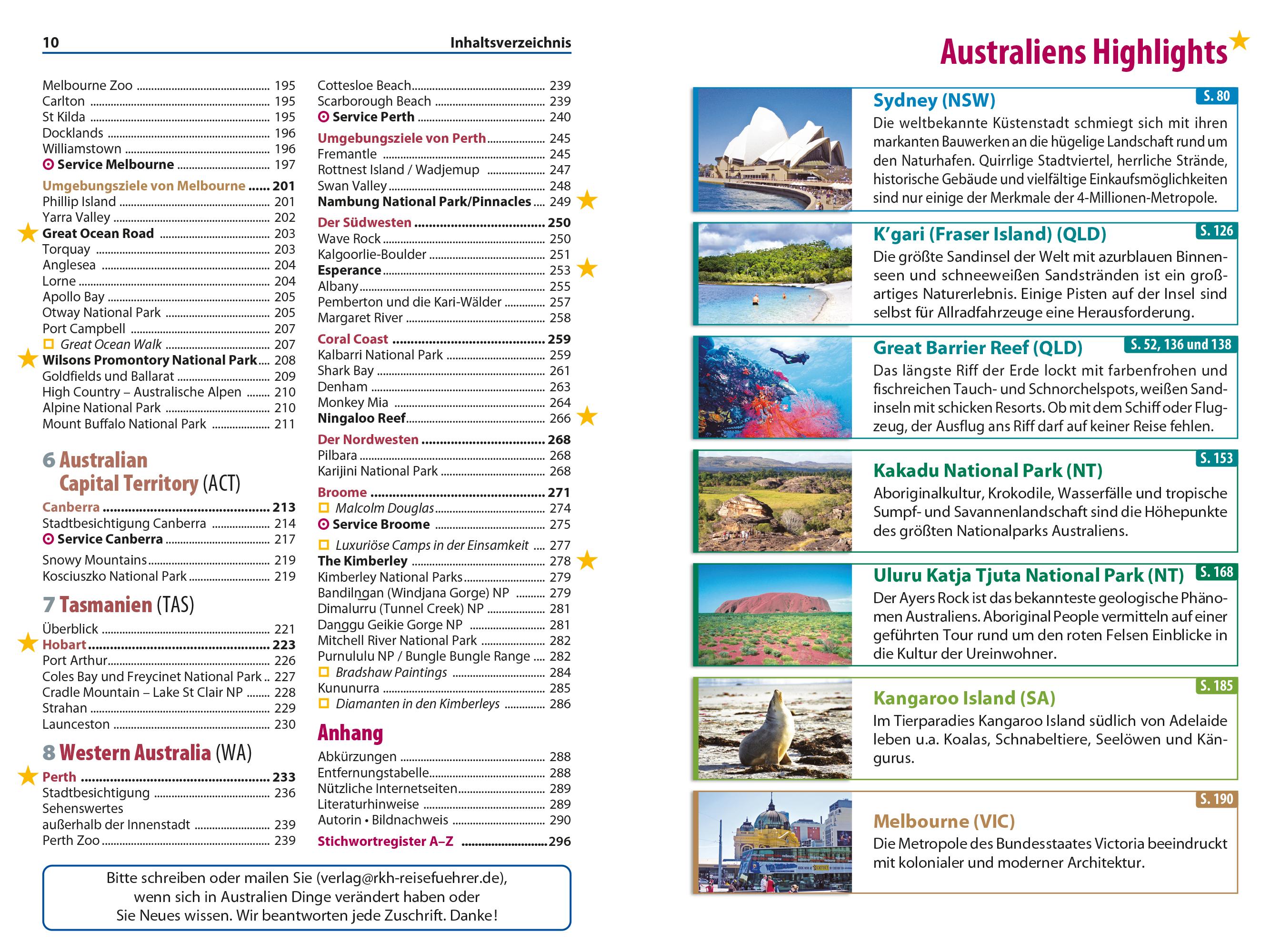 Beispielinhalt (Bild) Reise Know-How Reiseführer Australien kompakt