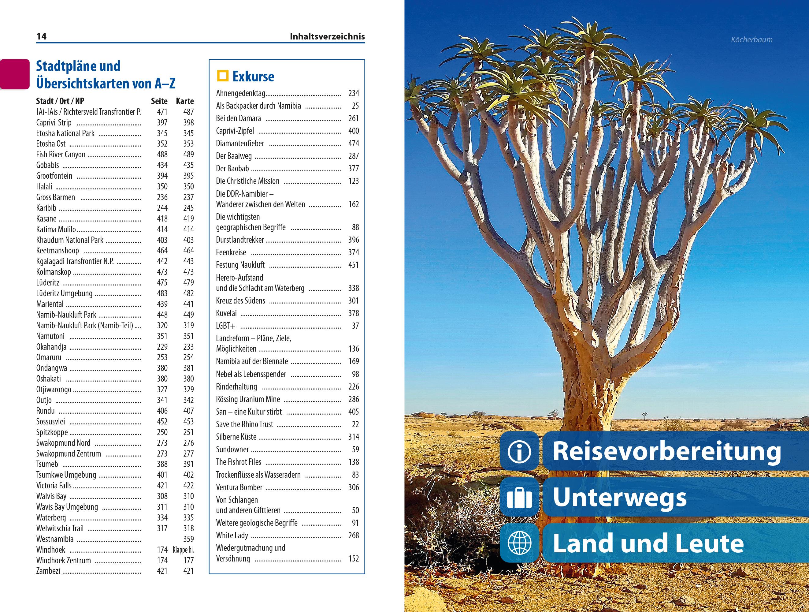 Beispielinhalt (Bild) Reise Know-How Reiseführer Namibia