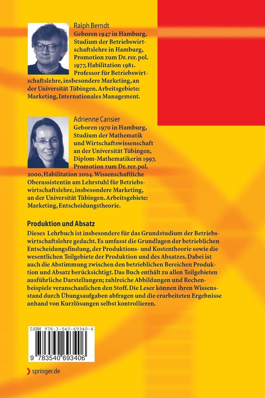 Rückseitencover Produktion und Absatz