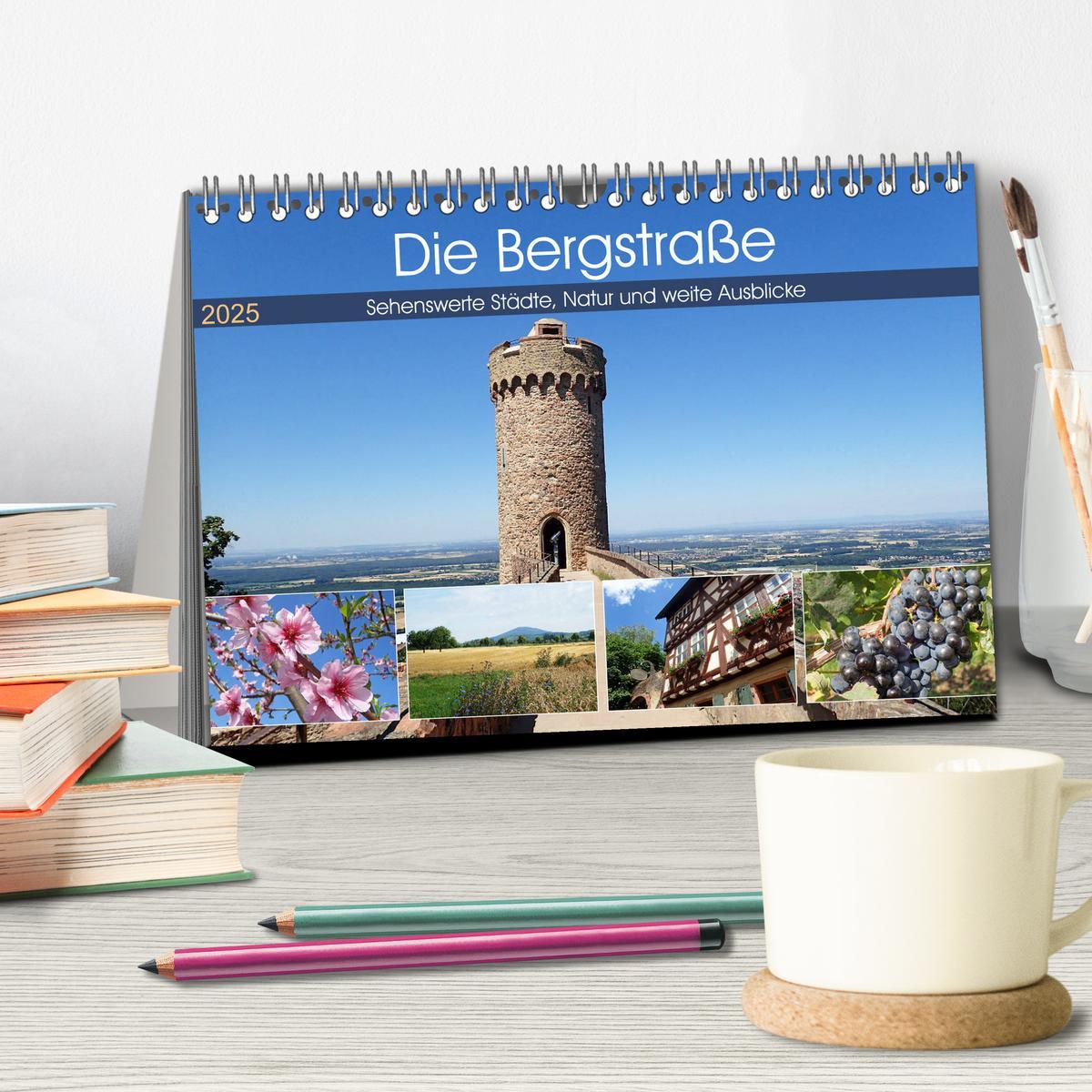 Beispielinhalt (Bild) Die Bergstraße - Sehenswerte Städte, Natur und weite Ausblicke (Tischkalender 2025 DIN A5 quer), CALVENDO Monatskalender