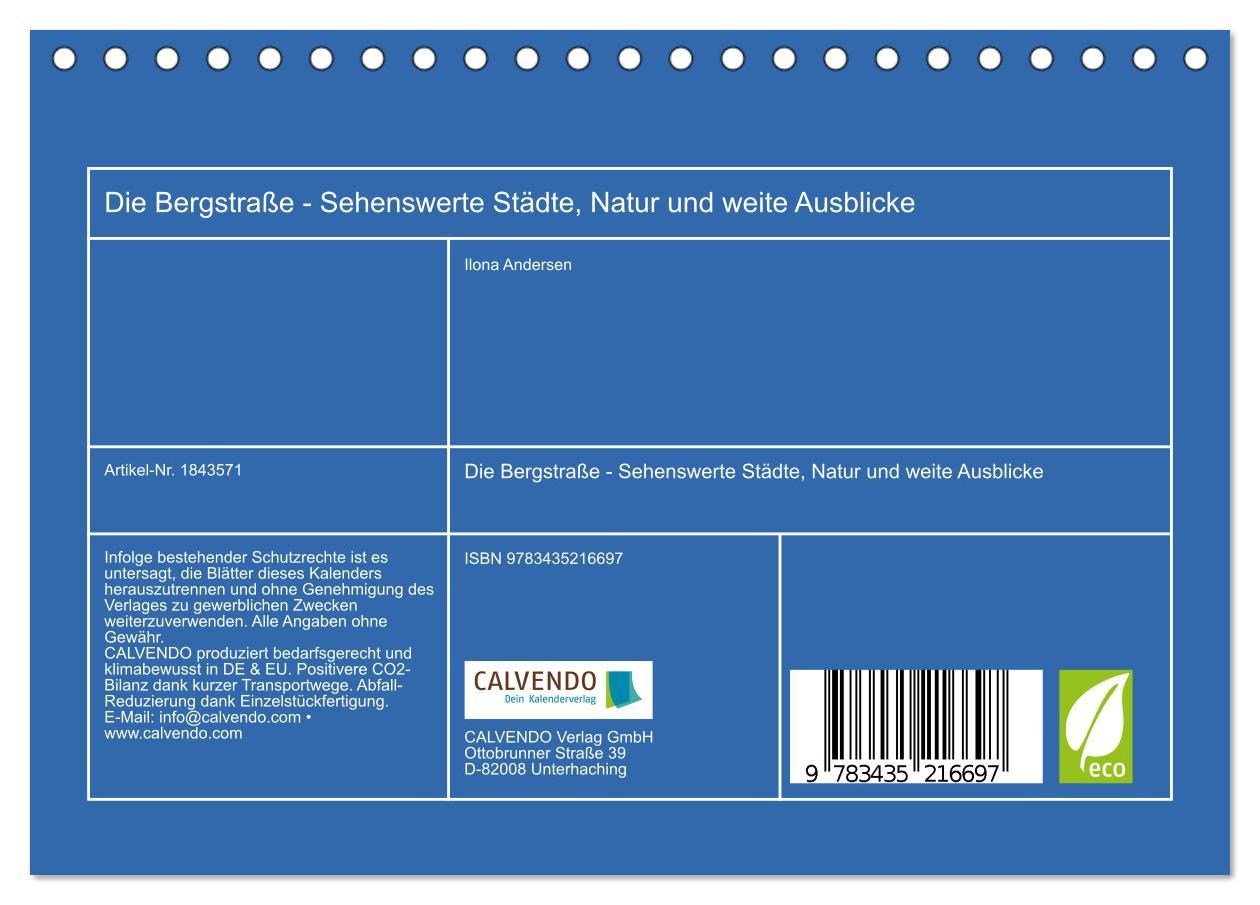 Beispielinhalt (Bild) Die Bergstraße - Sehenswerte Städte, Natur und weite Ausblicke (Tischkalender 2025 DIN A5 quer), CALVENDO Monatskalender