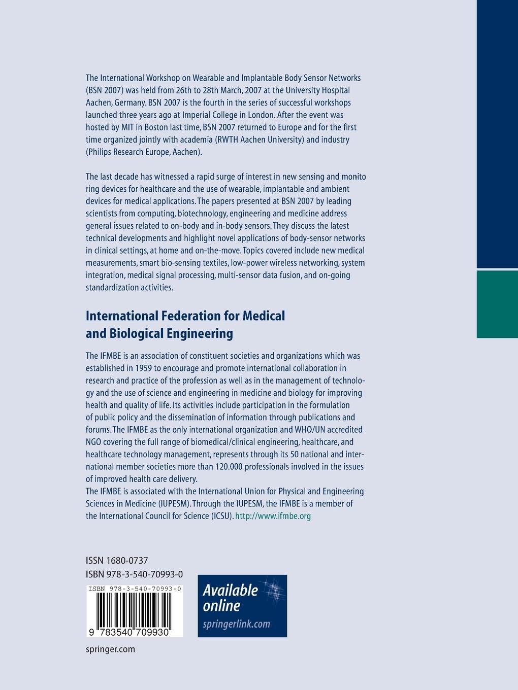 Rückseitencover 4th International Workshop on Wearable and Implantable Body Sensor Networks (BSN 2007)
